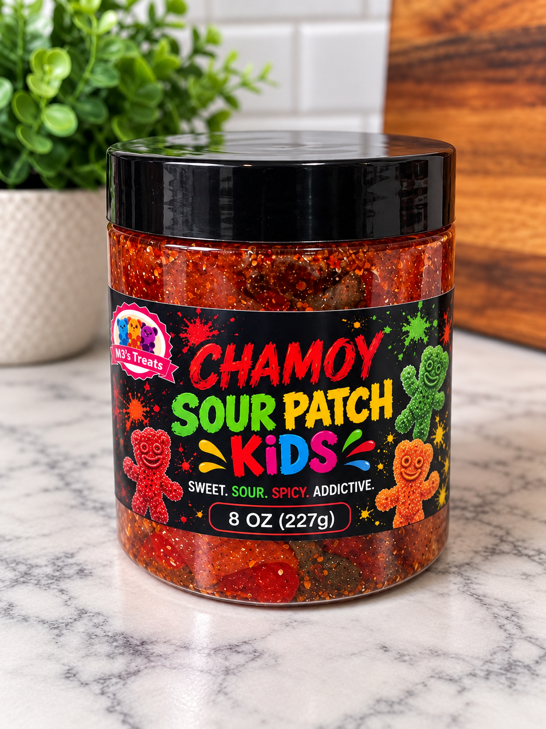 Sour Patch Kids with Chamoy