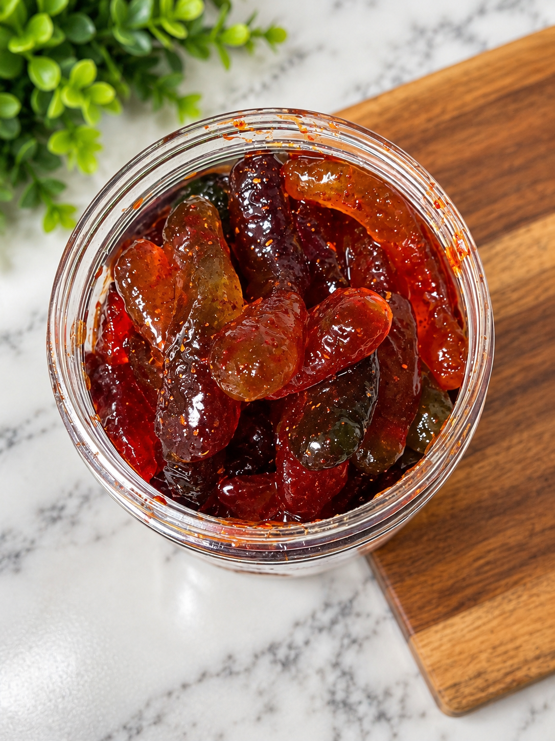 Gummy Worms with Chamoy