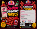 M3's Treats Chamoy Strawberry Turbos label - Sweet, Sour, Spicy, Addictive